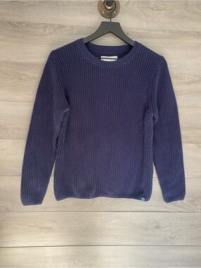 Long Wharf Supply Co Knit Sweater Navy Blue Cotton